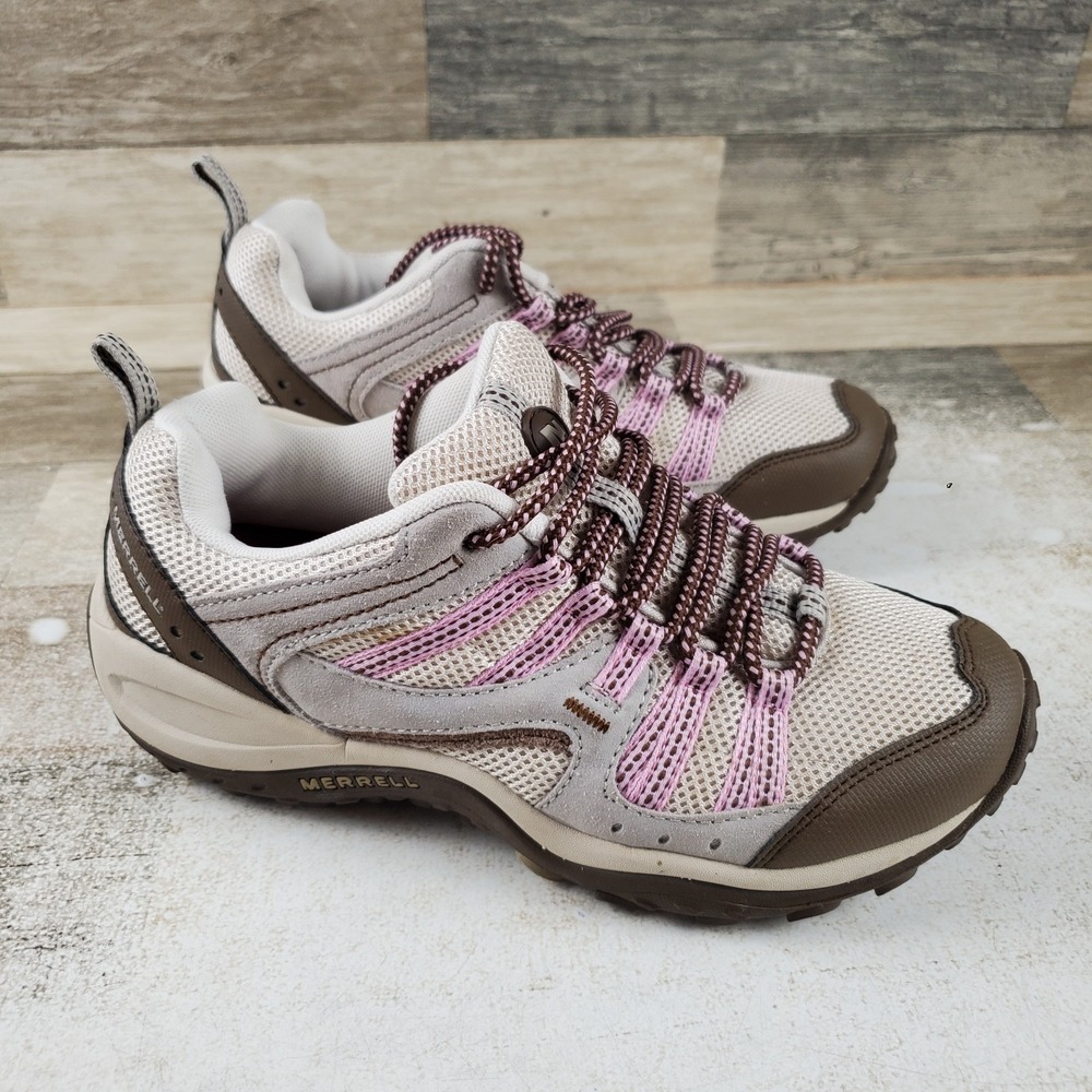 Merrell Payette Womens Hiking Shoes Sz 7 Elephant Pink Outdoor Lace Up Sneakers
